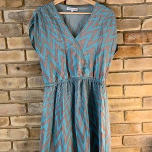 Amanda Uprichard silk zig zag agua wrap dress